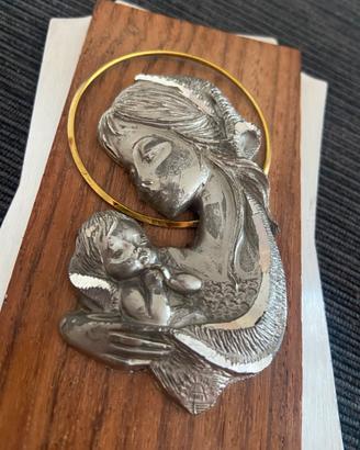Targa Madonna con Bambino Vintage – Peltro 88%
