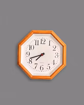 Orologio da parete vintage in legno ottagonale