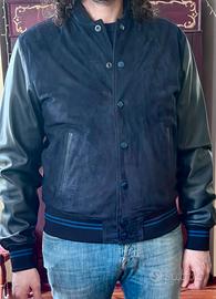 Bomber Jacob Cohen pelle -scamosciato blu