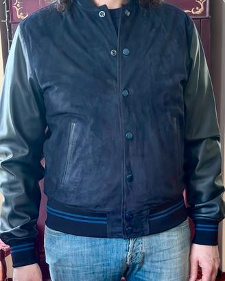 Bomber Jacob Cohen pelle -scamosciato blu