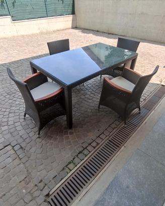 tavolo da giardino 160x90 con 4 poltrone greenwood