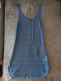 Canotta lunga copricostume blu da donna tg 36