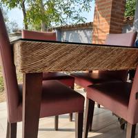 Tavolo Bambù in vetro 