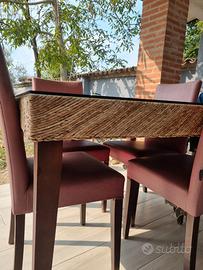 Tavolo Bambù in vetro 