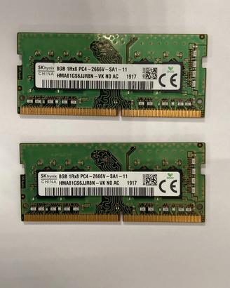 Memoria ram 16gb 1RX8 PC4-2666V DDR4 notebook