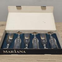 6 Calici Flûte Cristallo Bohemia Vintage Oro
