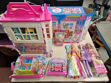 Lotto Barbie bambole, ristorante, mini barbie land