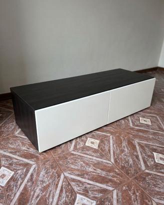 Mobile TV Ikea Besta con cassetti bianchi