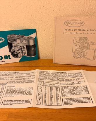 Lotto libretti Voigtländer Vito BL e tabelle fuoco