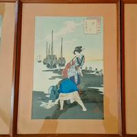 Tre stampe  a colori di Toshikata Mi