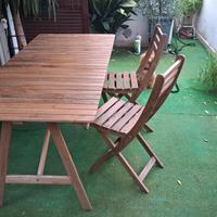 tavolo da giardino fisso + 4 sedie phieghevoli