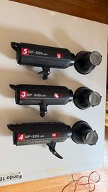 KIT 3x Luci LED Foto e Video Jinbei EF-200