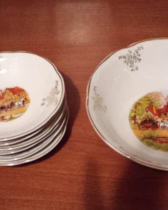 SET PIATTI GINORI CIOTOLA E 6 COPPETTE VINTAGE
