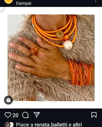 collana caucciù con perla bracciali anelli