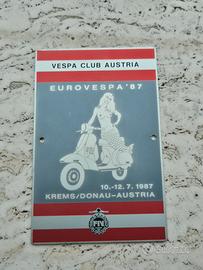 eurovespa 1987 placca metallica,  vespa piaggio 