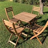 Tavolino legno + 4 sedie legno tutto richiudibile