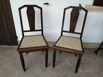 Sedie in legno intarsiate vintage