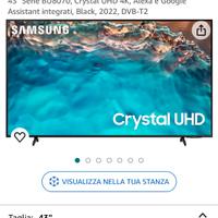 Samsung TV crystal UHD 4K 43’ Smart tv 2022 black