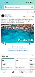 Samsung TV crystal UHD 4K 43’ Smart tv 2022 black