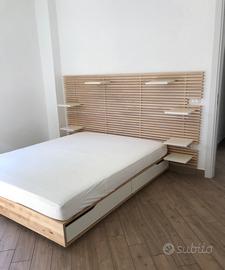 Struttura letto a cassettone ,testiera e materasso