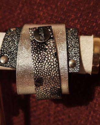 Bracciale a fascia in vera pelle