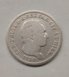 Moneta in argento 1 lira 1830 Carlo Felice
