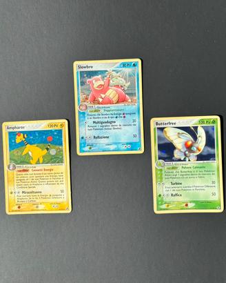 Trio Carte Pokemon Ampharos Slowbro Butterfree