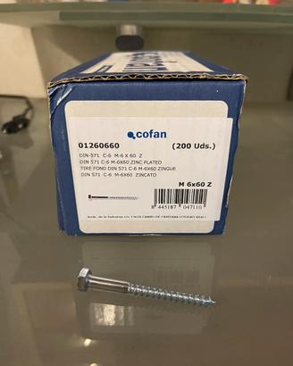 Viti tirafondo DIN 571 M6x60 Z (200 pz)