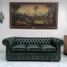 Divano Chesterfield club 3 posti originale verde 