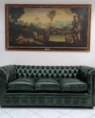 Divano Chesterfield club 3 posti originale verde 