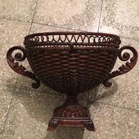 coppa vaso centrotavola in midollino e ferro