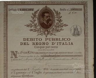 Regno d'Italia 1895 Certificato debito pubblico