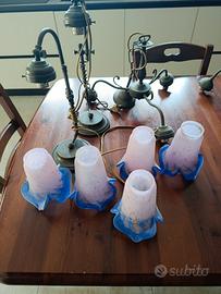 lampadari ferro con plafoniere vetro soffiato