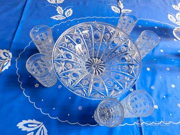 cristallo di Boemia anni 70' ciotola +6 bicchieri 