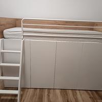 letto singolo soppalcato con sotto armadio 