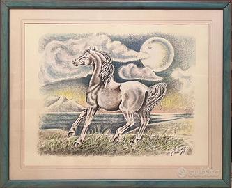 Acquerello e china soggetto cavallo