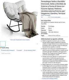 SEDIA A DONDOLO NUOVA DA INTERNO ED ESTERNO