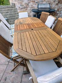 TAVOLO GIARDINO LEGNO FINO 12 POSTI + 10 SEDIE