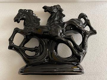 COPPIA DI CAVALLI NERI -VINTAGE-IN CERAMICA