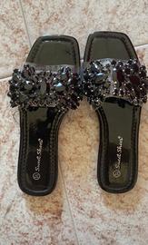 Ciabatte strass vernice 37 nuove nere