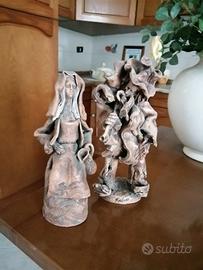 Coppia di statue sarde in terracotta