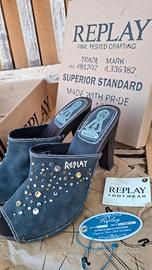 Sabot Replay n.41 denim borchie con scatola