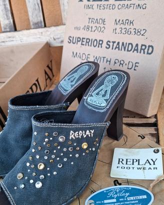 Sabot Replay n.41 denim borchie con scatola
