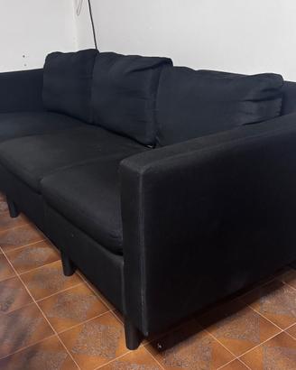 Divano 3 posti nero sfoderabile