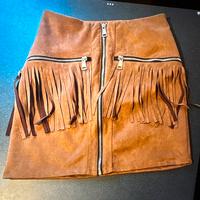 Gonna velluto camoscio con frangie