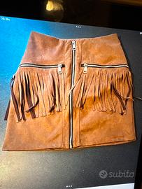 Gonna velluto camoscio con frangie