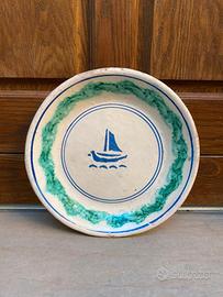 Fangotto piatto ceramica Caltagirone Sicilia barca