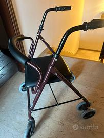 Deambulatore rollator con seduta e freno automatic