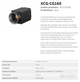 SONY XCG-CG160 Telecamera industriale Sony monocro