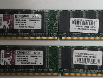 2 Kingston kvr PC3200 512MB ram ddr